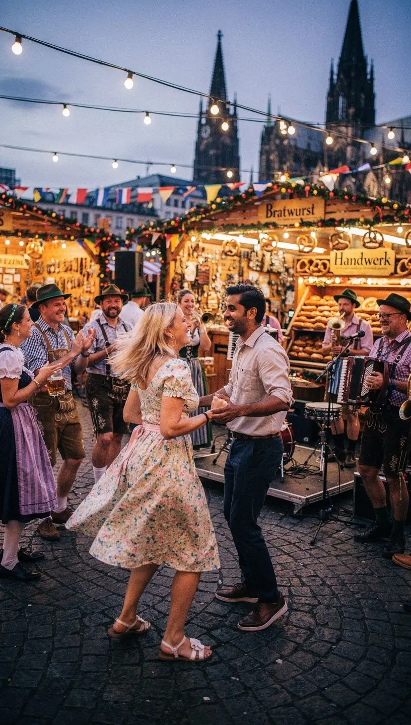 Eine Familie genießt ein Picknick im Grünen eines malerischen Parks in Deutschland.